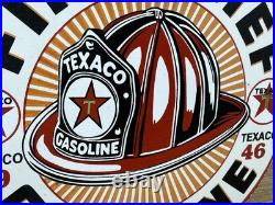 Vintage Texaco Fire Chief Gasoline Porcelain Sign Service Station Pump Plate Oil