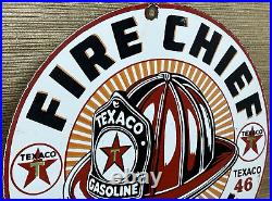 Vintage Texaco Fire Chief Gasoline Porcelain Sign Service Station Pump Plate Oil