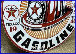 Vintage Texaco Fire Chief Gasoline Porcelain Sign Service Station Pump Plate Oil