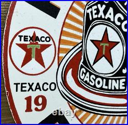 Vintage Texaco Fire Chief Gasoline Porcelain Sign Service Station Pump Plate Oil