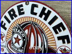 Vintage Texaco Fire Chief Gasoline Porcelain Sign Service Station Pump Plate Oil