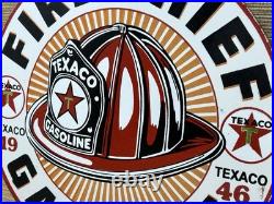 Vintage Texaco Fire Chief Gasoline Porcelain Sign Service Station Pump Plate Oil