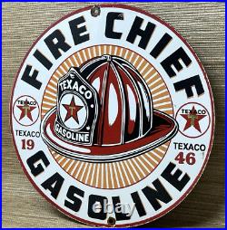 Vintage Texaco Fire Chief Gasoline Porcelain Sign Service Station Pump Plate Oil