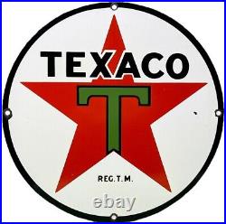 Vintage Texaco Motor Oil Porcelain Sign Texas Gasoline Gas Station Pump Plate