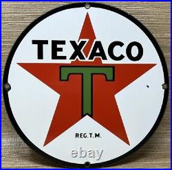 Vintage Texaco Motor Oil Porcelain Sign Texas Gasoline Gas Station Pump Plate