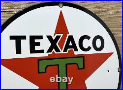 Vintage Texaco Motor Oil Porcelain Sign Texas Gasoline Gas Station Pump Plate