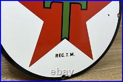 Vintage Texaco Motor Oil Porcelain Sign Texas Gasoline Gas Station Pump Plate