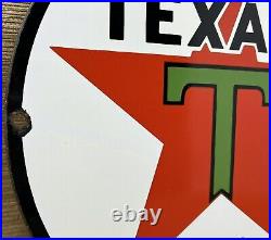 Vintage Texaco Motor Oil Porcelain Sign Texas Gasoline Gas Station Pump Plate