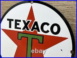 Vintage Texaco Motor Oil Porcelain Sign Texas Gasoline Gas Station Pump Plate