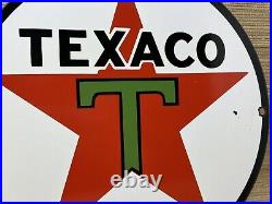 Vintage Texaco Motor Oil Porcelain Sign Texas Gasoline Gas Station Pump Plate