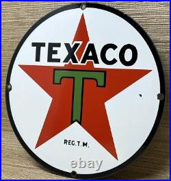 Vintage Texaco Motor Oil Porcelain Sign Texas Gasoline Gas Station Pump Plate