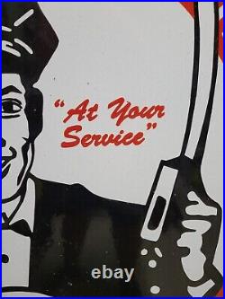 Vintage Texaco Porcelain Sign 30 Large Dealer Gas Motor Oil Service Attendant