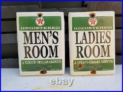 Vintage Texaco Porcelain Sign Gas Station Restroom Mens Ladies Toilet Garage USA