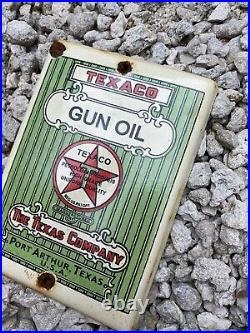 Vintage Texaco Porcelain Sign Gun Oil The Texas Company Gas Service Garage Star