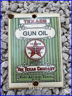Vintage Texaco Porcelain Sign Gun Oil The Texas Company Gas Service Garage Star