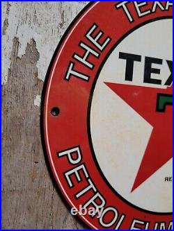 Vintage Texaco Porcelain Sign Texas Star Big Oil Gas Station Petrol Service Pump