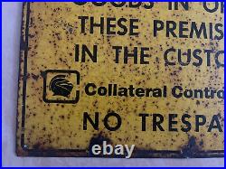 Vintage Tin Sign No Trespassing Public Notice Collateral Control 1954 Mary1and