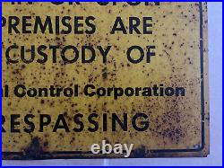 Vintage Tin Sign No Trespassing Public Notice Collateral Control 1954 Mary1and