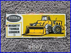 Vintage Tonka Loader Porcelain Enamel Sign 12 X 5 Rare Find