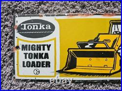 Vintage Tonka Loader Porcelain Enamel Sign 12 X 5 Rare Find