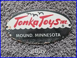 Vintage Tonka Toys Inc. Porcelain Enamel Sign 8 X 4 Rare Find