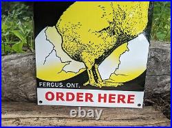 Vintage Tweddle Chicks Heavy Porcelain Metal Farming Farm Chicken Sign 12x8