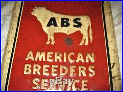 Vintage Us American Breeders Service Abs Dairy Farm Sign Cattle Cow Insemination