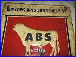 Vintage Us American Breeders Service Abs Dairy Farm Sign Cattle Cow Insemination