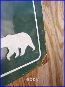 Vintage Us Forest Service Porcelain Sign Dont Feed Bear National Park Cabin Fire