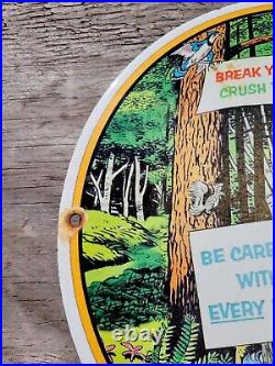 Vintage Us Forest Service Porcelain Sign Smokey Bear Fire National Park Gas Oil