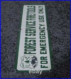 Vintage Us National Forest Service Porcelain Sign Road Trail Rare Ranger Ad 20'