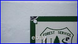 Vintage Us National Forest Service Porcelain Sign Road Trail Rare Ranger Ad 20'