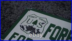 Vintage Us National Forest Service Porcelain Sign Road Trail Rare Ranger Ad 20'