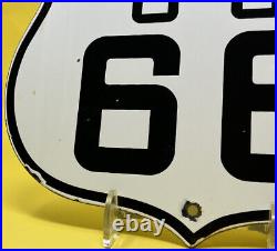 Vintage Us Route 66 Porcelain Metal Highway Sign Gas Oil Road Shield Ca Az Nm IL