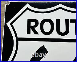 Vintage Us Route 66 Porcelain Metal Highway Sign Gas Station Oil Road Shield