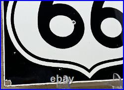 Vintage Us Route 66 Porcelain Metal Highway Sign Gas Station Oil Road Shield