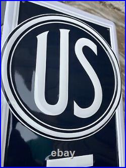 Vintage Us Tires Embossed Metal Sign Service Station Gas Oil Auto Parts Mechanic