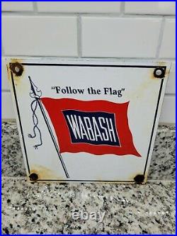 Vintage Wabash Railways Porcelain Sign Old Metal Train Advertising Plaque Rail