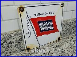 Vintage Wabash Railways Porcelain Sign Old Metal Train Advertising Plaque Rail