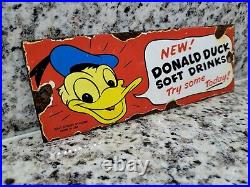 Vintage Walt Disney Porcelain Beverage Sign Oil Gas Soft Drinks Pop Beverage USA