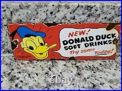 Vintage Walt Disney Porcelain Beverage Sign Oil Gas Soft Drinks Pop Beverage USA