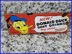 Vintage Walt Disney Studios Porcelain Beverage Sign Oil Lube Gas Soft Drinks Pop