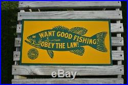 Vintage Want Good Fishing Obey The Law Metal Sign Pennsylvania