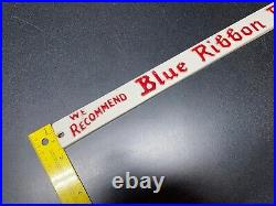 Vintage We Recommend Blue Ribbon Bread Embossed Metal Door Push Sign Advertising