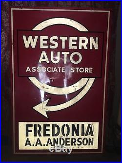 Vintage Western Auto Associate Store Single Sided Reflective Embossed Large Sign