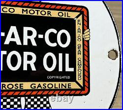 Vintage White Rose Gasoline Porcelain Sign Gas Station Pump Plate Motor Oil
