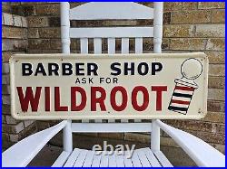 Vintage Wildroot Barber Shop Sign Embossed Tin Original Authentic Real Deal