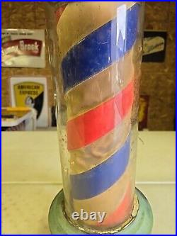 Vintage William Marvy Co. Lighted Spinning Barber Pole Trade Sign For Restore