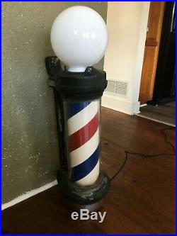 Vintage William Marvy Rotating Barber Pole # 66 Double Light Working Barber Pole