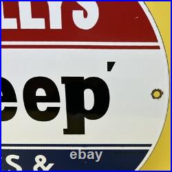 Vintage Willys Jeep Porcelain Sign Sales & Service Gas Oil Pump Plate Dealership